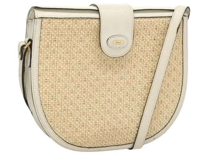 BALLY Borsa a Spalla in Paglia Pelle Beige Oro Auth BA3413 D'oro