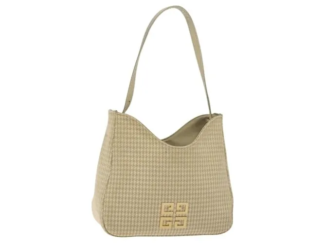 Borsa a spalla con motivo sfalsato GIVENCHY in tela beige Auth 130221