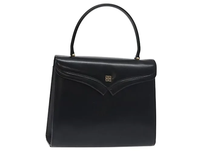 Borsa a mano GIVENCHY in pelle nera argento Auth bs27366 Nero