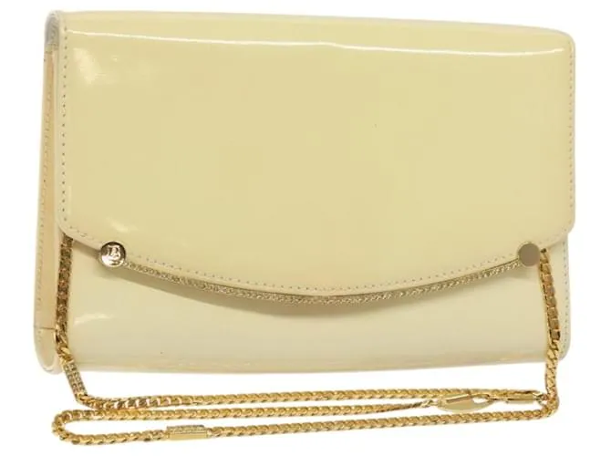 BALLY Borsa a Spalla con Catena in Pelle Verniciata Giallo Oro Auth ti3256 D'oro