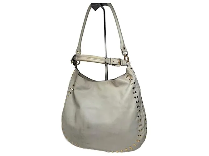 Borsa 2Way in suede con borchie vintage Marni bianca Bianco