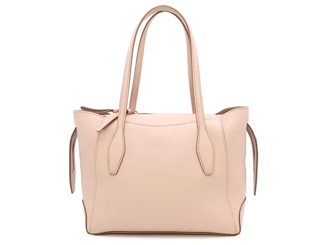 Borsa tote in pelle rosa chiaro di Tod's