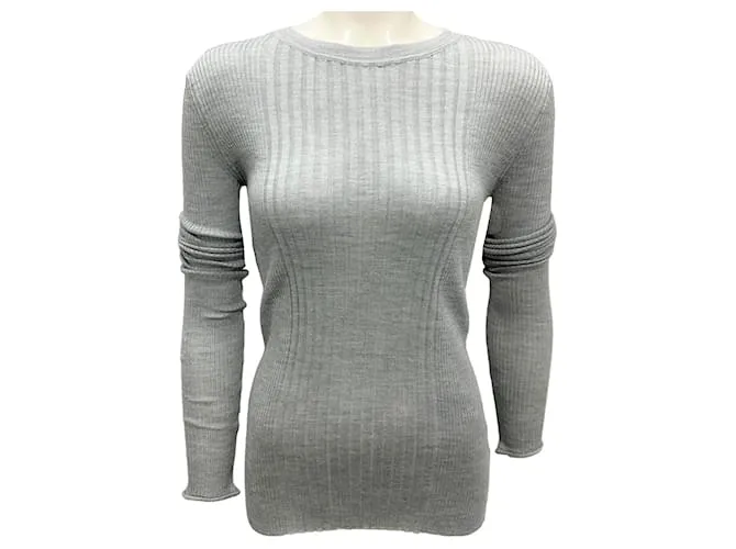 Maglione Cassidy in seta e merino super fine mélange grigio chiaro di Proenza Schouler