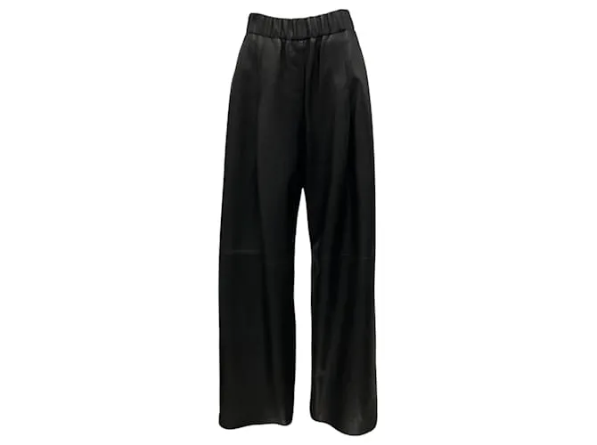 Pantaloni Jones in pelle di agnello nera a gamba larga A.L.C. Nero