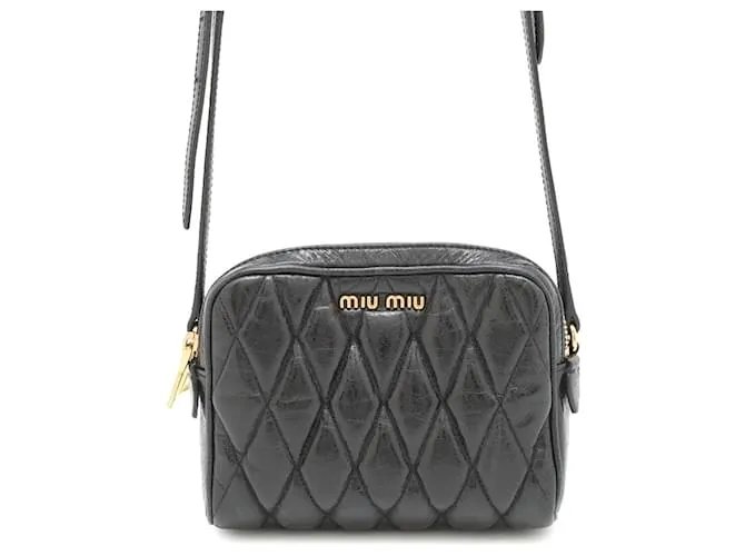 Borsa a spalla in pelle trapuntata Miu Miu Nero