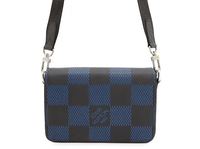 Borsa a Spalla Damier Infini Louis Vuitton Nero Blu