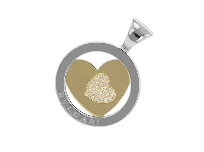 Bulgari Pendente a forma di cuore Bvlgari in oro giallo 18K e acciaio inossidabile