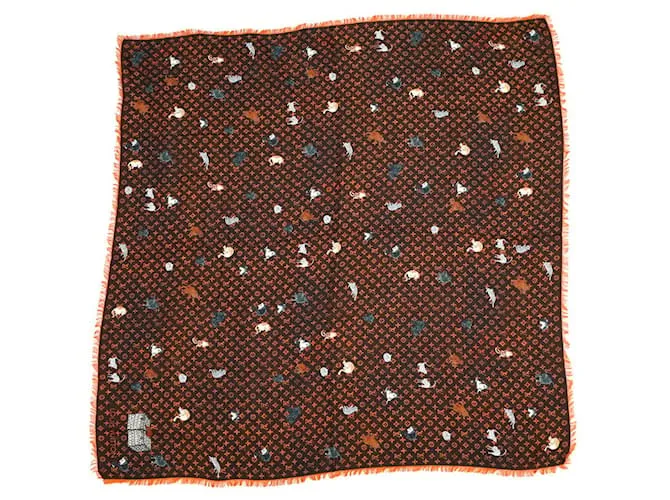 Stola Catgram Monogramma Louis Vuitton Marrone Arancione