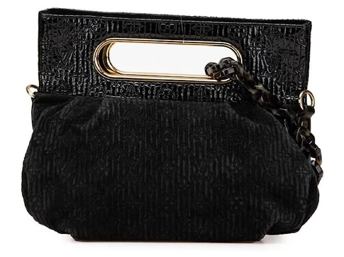 Borsa a spalla in suede verniciato Monogram Motard di Louis Vuitton prima del buio Nero