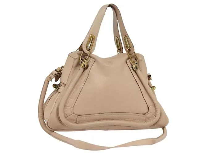 Chloé Borsa a mano Chloe Paraty in pelle 2 vie beige oro Auth 131001 D'oro