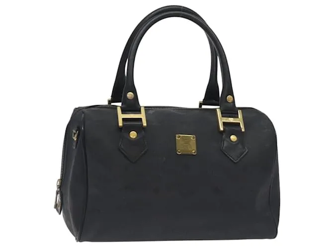 Borsa Boston MCM Logogramma Vicetos in pelle PVC nera e oro Auth bs27360 Nero D'oro