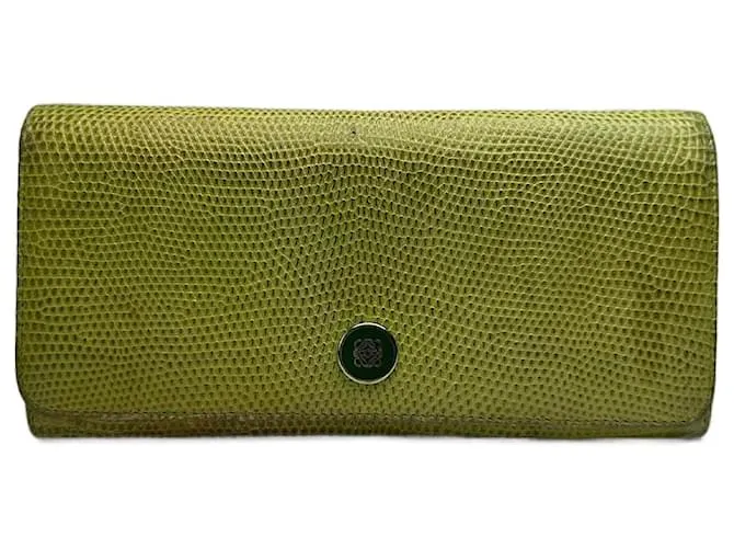 Portafoglio in pelle con stampa a serpente Loewe Madrid vintage verde