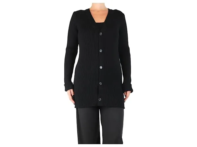Loewe Cardigan lungo in lana a coste nera - taglia S Nero