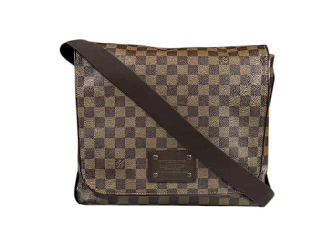 Borsa a spalla Damier Brooklyn MM di Louis Vuitton Marrone Damier ebene