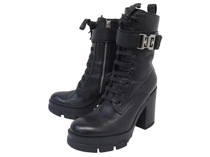 SCARPE GIVENCHY STIVALI IN PELLE TERRA NERA BE603QE1AU 40 Nero