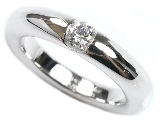 Anello Cartier Ellipse Au750 con diamante misura 13,5 Argento Metallico