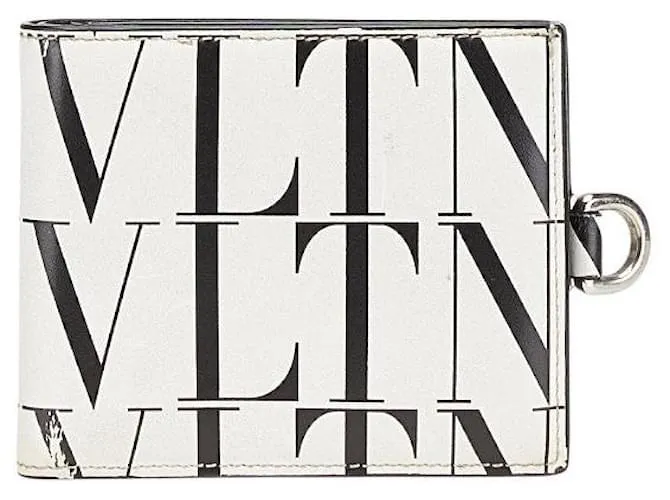 Valentino Garavani Portafoglio compatto in pelle con logo VLTN di Valentino Bianco