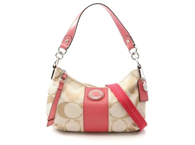 Borsa a tracolla Coach Signature Stripe Marrone Beige