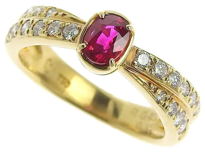 Autre Marque Anello in rubino K18YG 0,45 ct 0,35 ct Senza marca D'oro