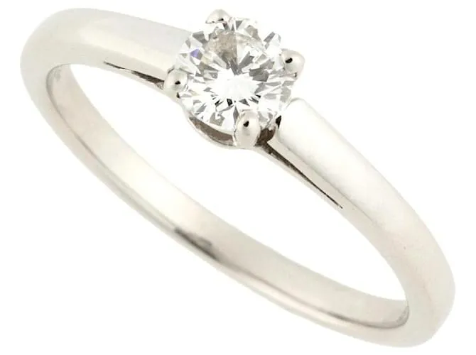 Bulgari Anello solitario in diamante Bvlgari Pt950 Argento