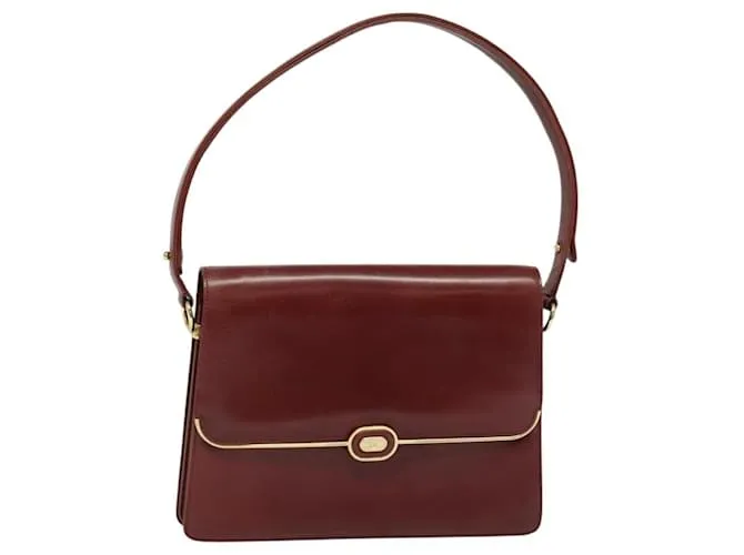 Borsa a Spalla BALLY in Pelle Bordeaux Oro Auth BA3626 D'oro Bordò