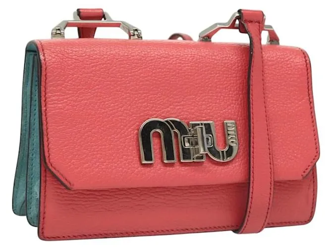 Borsa a spalla Miu Miu in pelle rosa argento autentica 130897