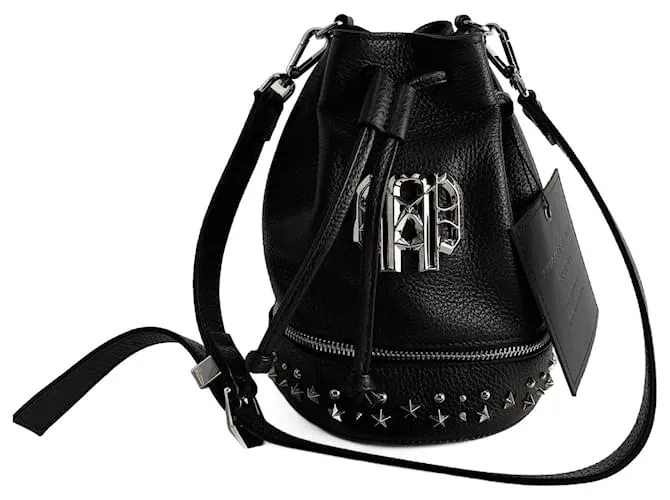 Philipp Plein Borsa a spalla in pelle con borchie nera Nero