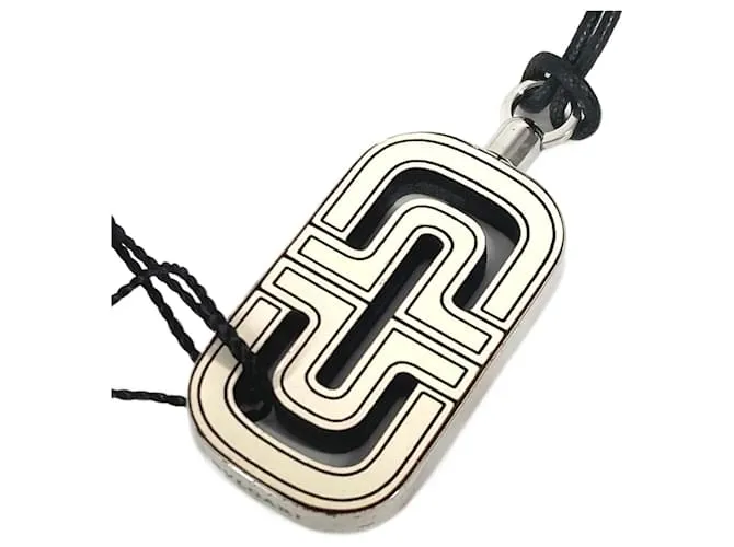 Bulgari Collana in pelle con logo Parentesi di Bvlgari Nero Bianco