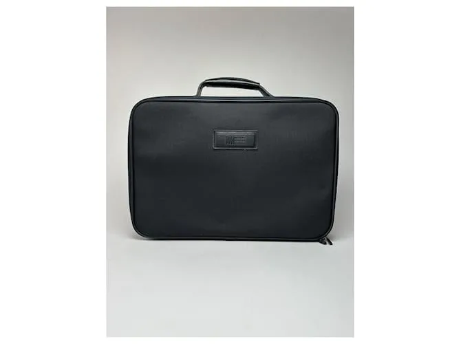 Valigia in tela e pelle Issey Miyake vintage nera Nero