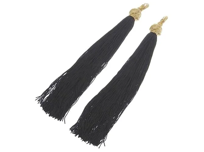 Yves Saint Laurent Orecchini lunghi con frange Saint Laurent oro nero