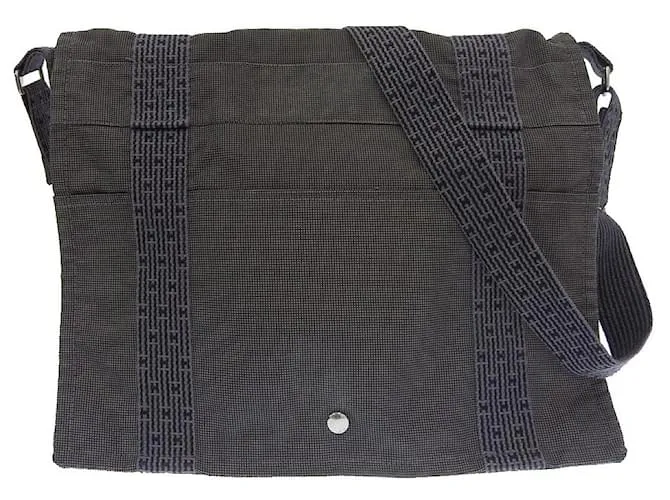 Borsa a spalla in tela Bazas MM di Hermès Grigio Grigio antracite