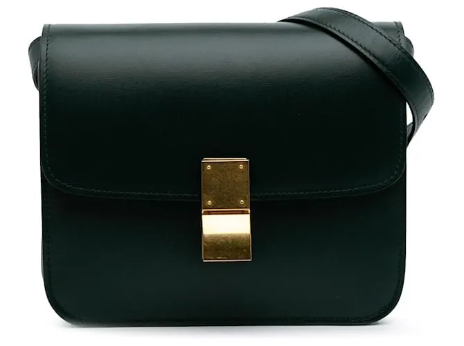 Classic Box Céline Celine Green Teen Pelle di Vitello Scatola Classica Verde Verde scuro