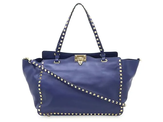Borsa 2 in 1 in pelle Valentino Garavani Rockstud Blu