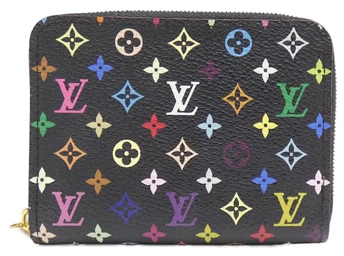 Zippy Portafoglio in tela rivestita Multicolore Louis Vuitton Nero