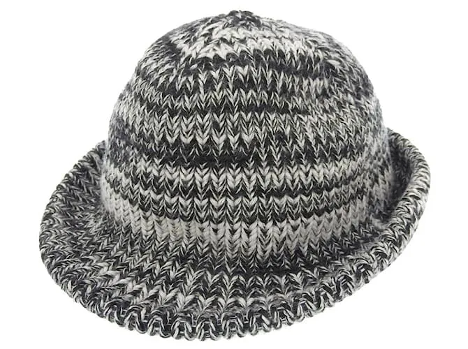 Autre Marque Cappello di lana lavorato a maglia Sonia Rykiel nero e bianco