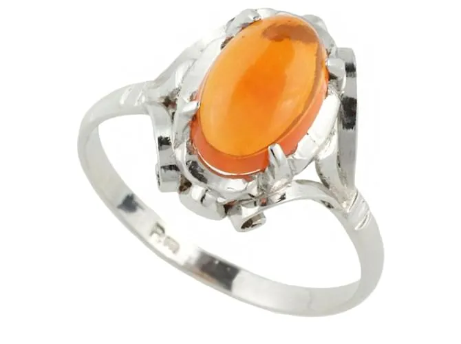 Autre Marque Anello in opale di platino vintage Arancione