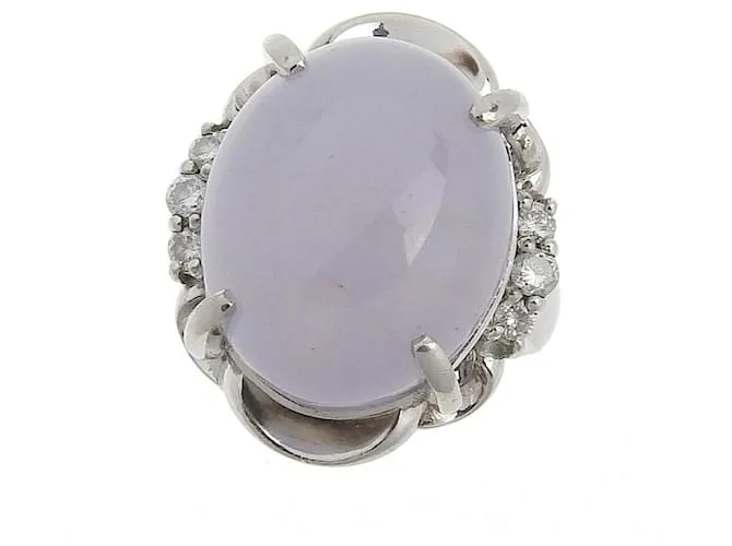Autre Marque Anello in giada lavanda Pt900 in platino Argento