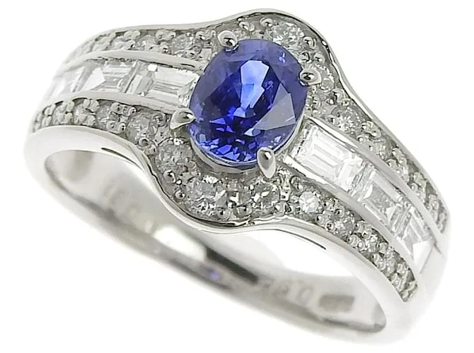 Autre Marque Anello in platino Pt900 con zaffiro 13 Argento