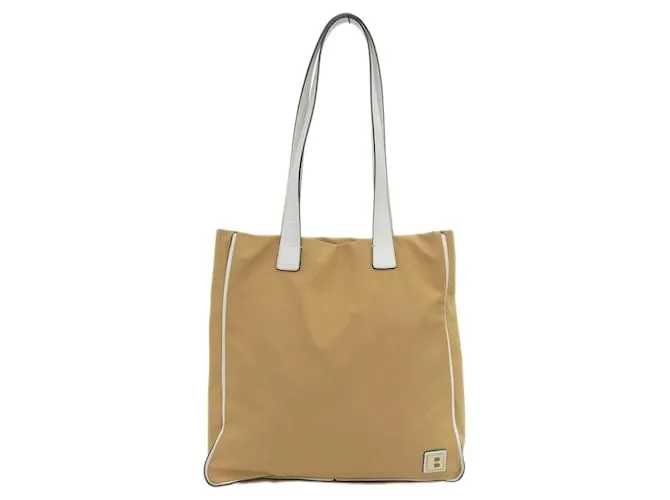 Borsa tote in nylon e pelle Bally beige e bianca Bianco