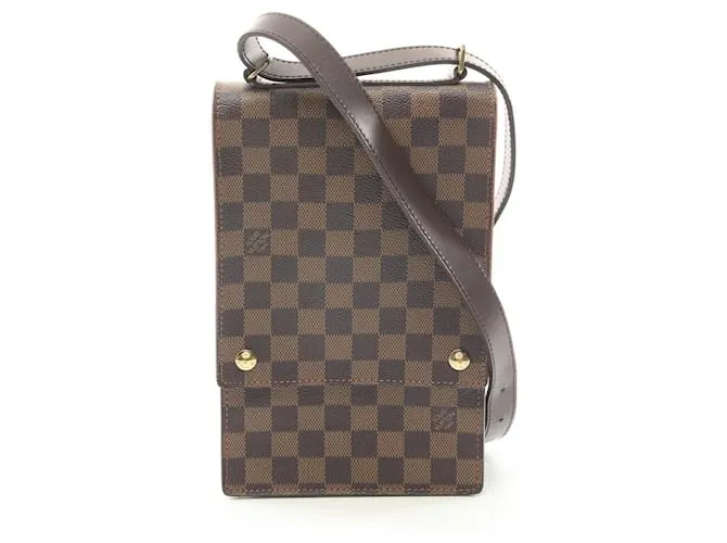 Borsa a spalla in tela rivestita Damier Portobello Louis Vuitton Metallico Bronzo