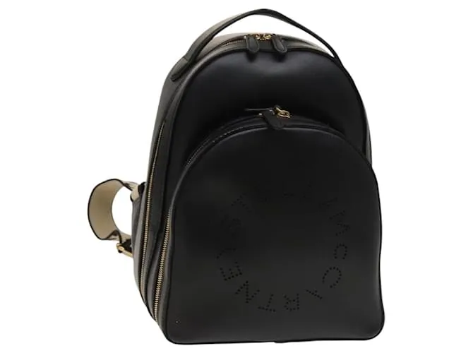 Autre Marque Zaino in pelle nera e oro Stella MacCartney 594165 Auth BA3320 Nero D'oro