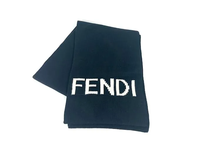 Stola in lana bicolore Fendi Nero Bianco