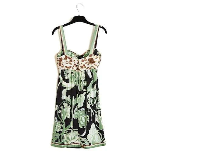 Emilio Pucci Mini Abito Verde Panther IT38 FR34 Abito in Jersey di Seta Mini UK6 US4 Multicolore