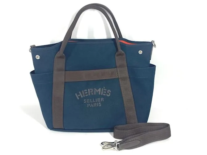 Borsa a Spalla Groom 2WAY di Hermès Arancione Blu navy