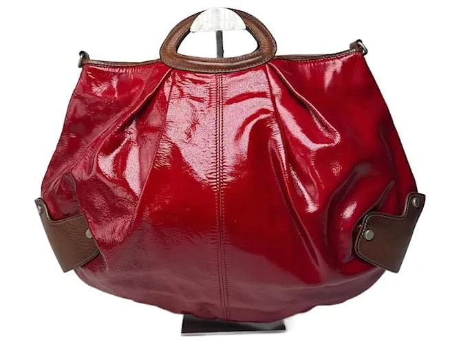 Borsa in pelle verniciata Marni vintage rosso marrone