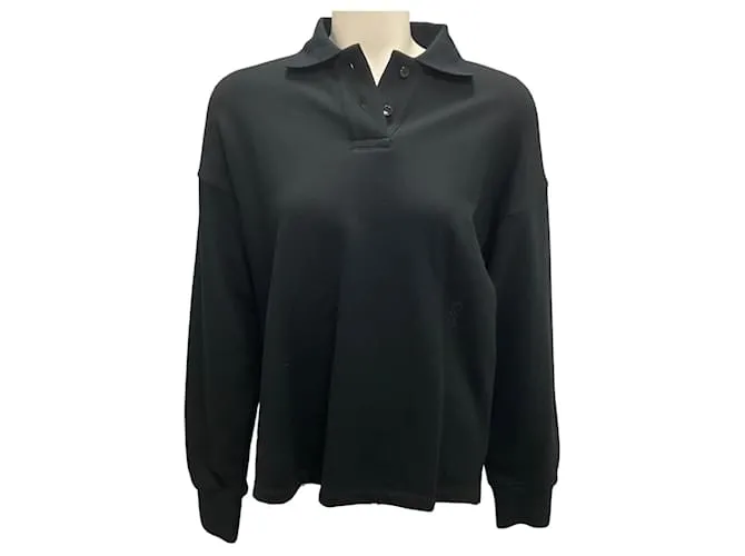 Polo Brooks in jersey di cotone terry nero Proenza Schouler