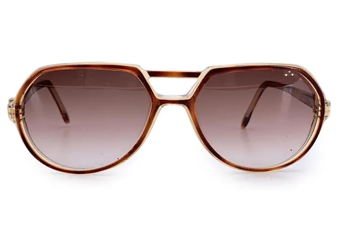 Yves Saint Laurent Occhiali da sole aviatore vintage marroni THOE 56/16 140mm Marrone