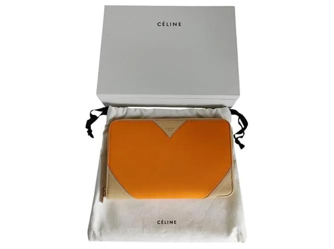 Céline Portafoglio organizer in pelle bicolore CELINE Beige Giallo