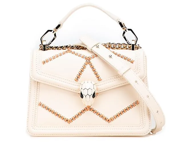 Bulgari Borsa Bvlgari Serpenti Forever in pelle marrone con cucitura whipstitch Beige