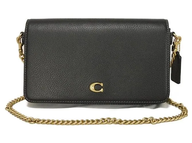 Borsa a spalla Coach Mira Crossbody in pelle a grana lucida con tela rivestita firmata Nero